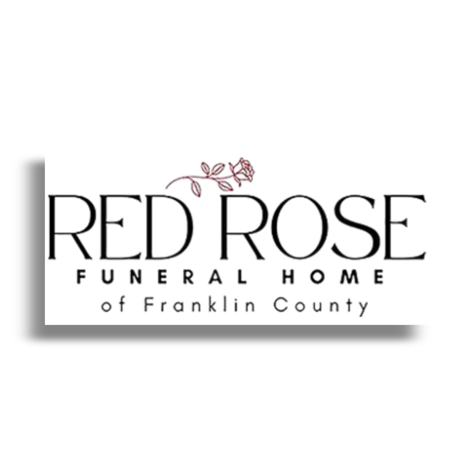 Red Rose Funeral Home of Franklin County logo featuring an elegant red rose above the text.