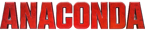 Red title logo for the movie Anaconda, playing at Worm Creek Opera House in Preston, Idaho.