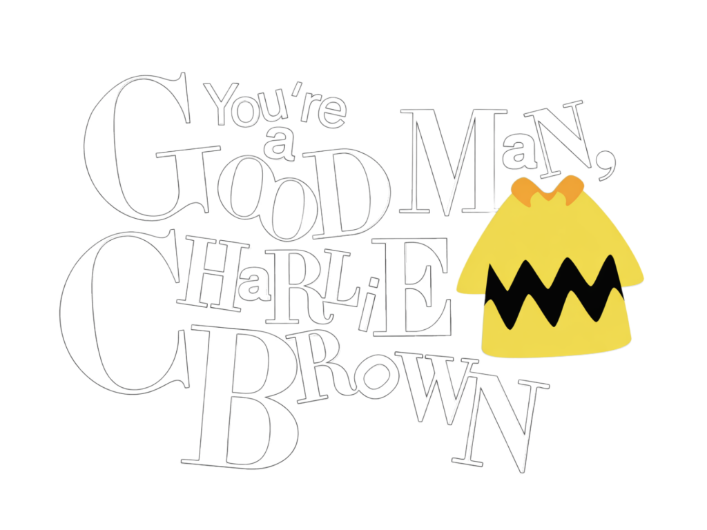 You're a Good Man, Charlie Brown logo with playful white text and Charlie Brown’s yellow zig-zag shirt icon.