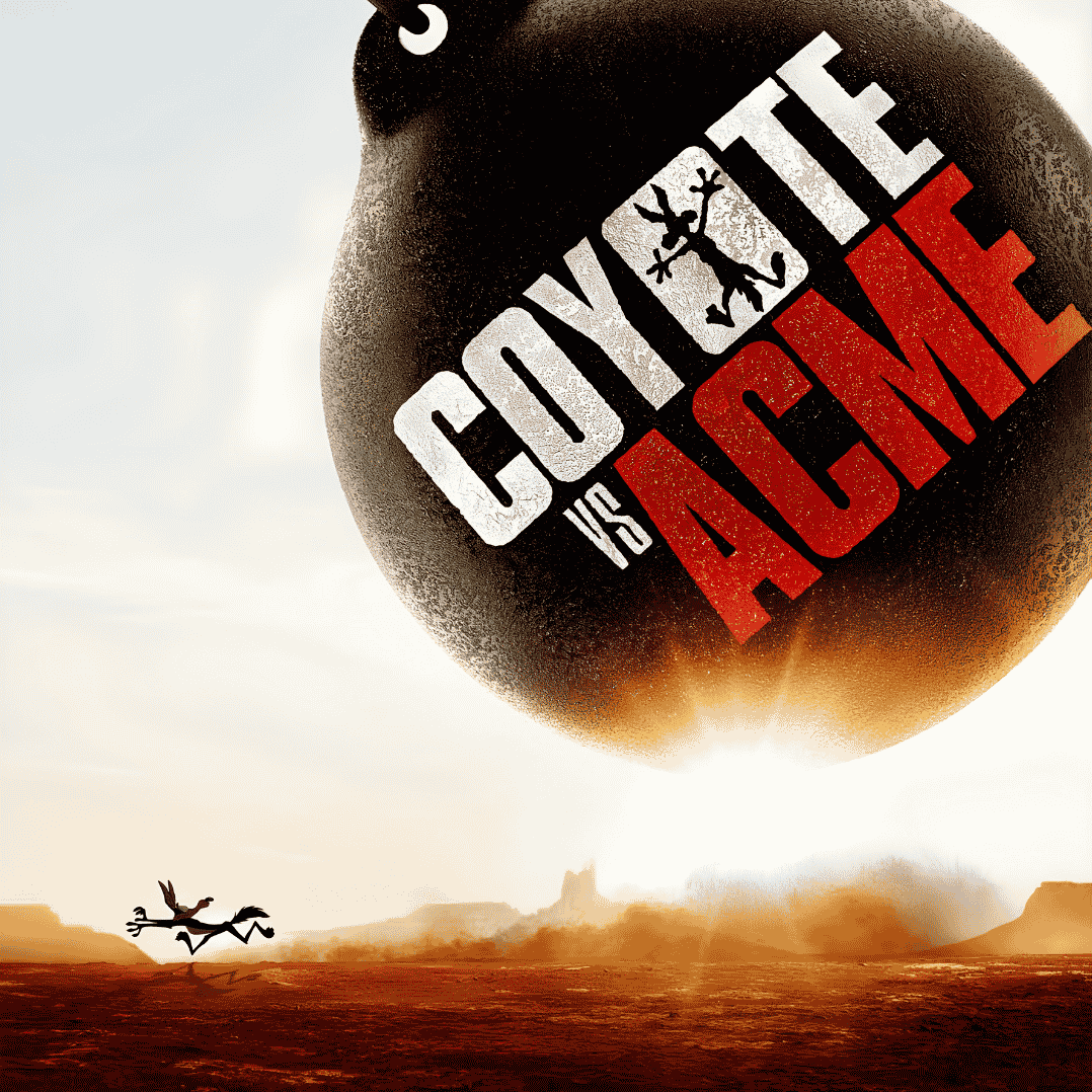 Promotional poster for Coyote vs Acme at Worm Creek Opera House in Preston, Idaho. Presented by The Franklin County Theatre Arts Council, with doors opening 30 minutes before show starts.