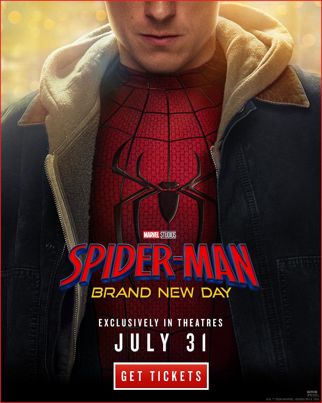 Promotional poster for Spider-Man: Brand New Day at Worm Creek Opera House in Preston, Idaho. Presented by The Franklin County Theatre Arts Council, with doors opening 30 minutes before show starts.